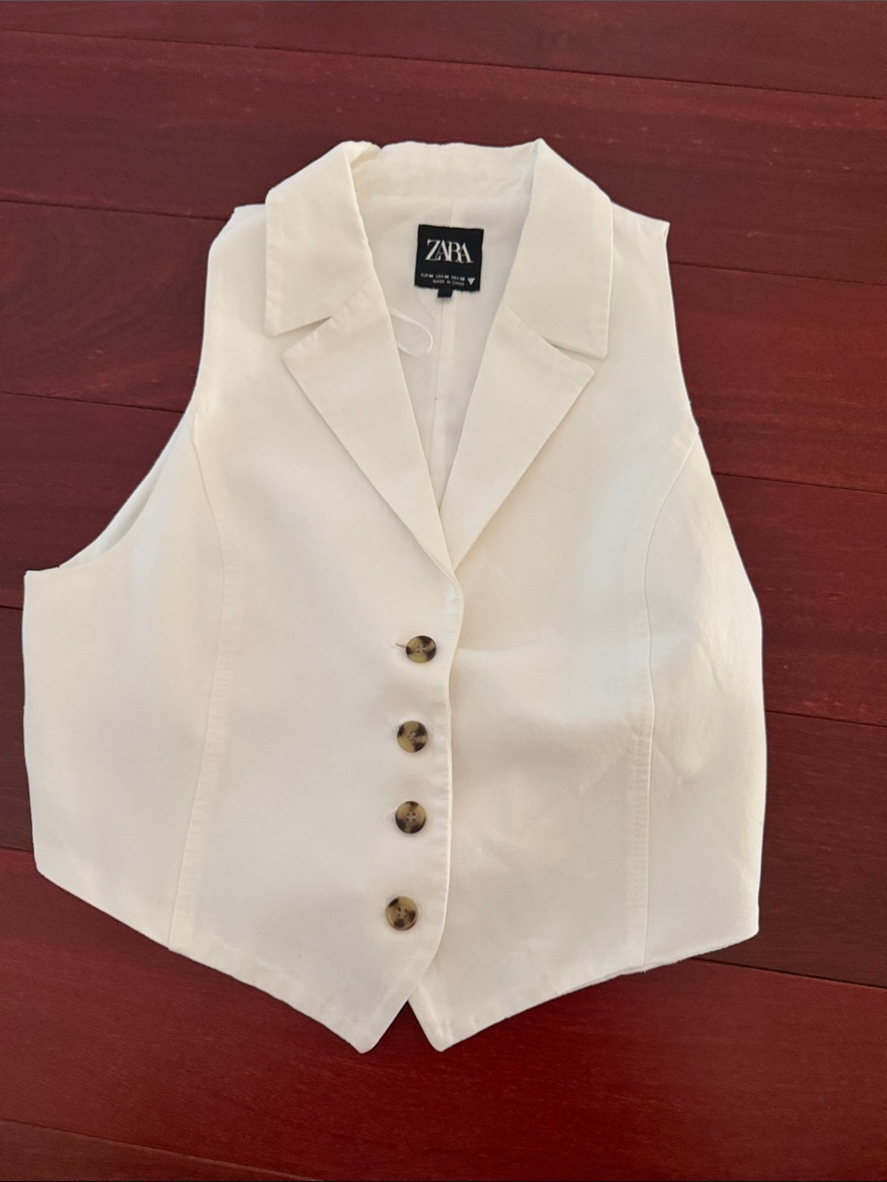 ZARA Cream Button-Front Tailored Vest (M)